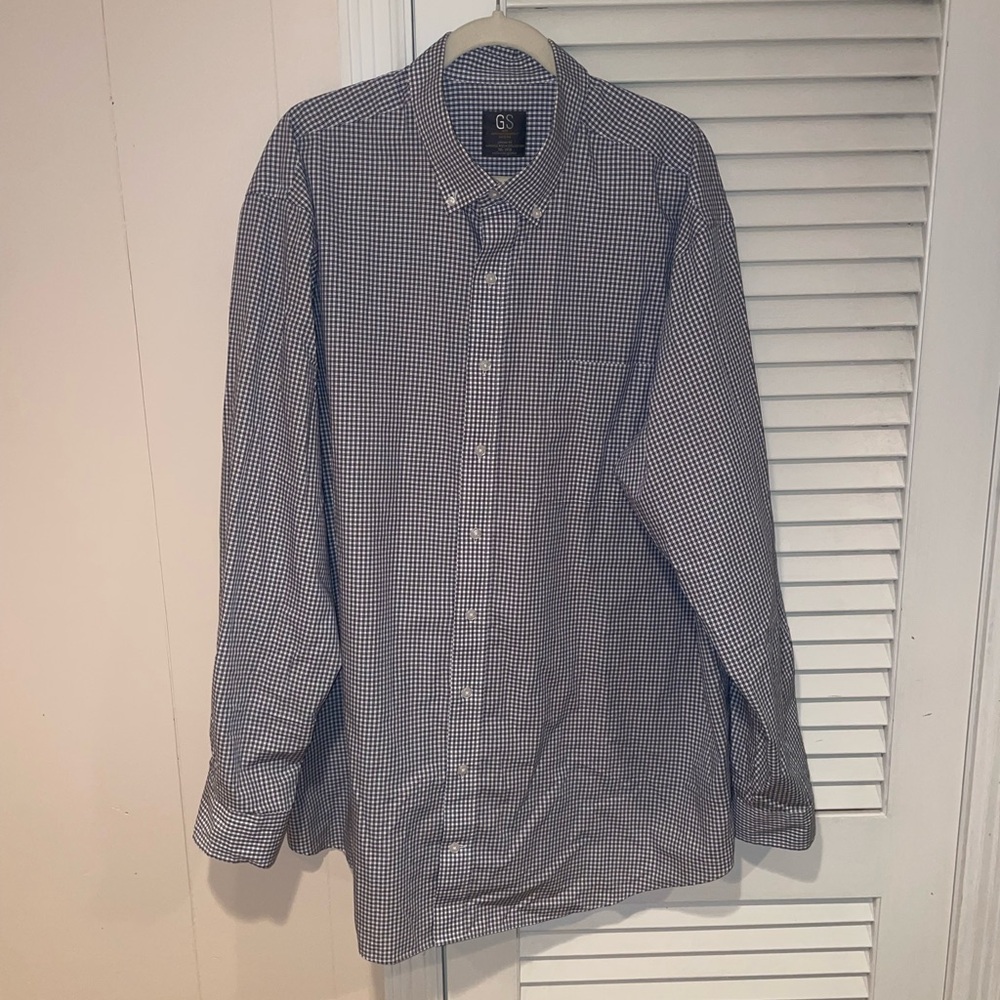 Men's Checkered Shirt - Navy and White